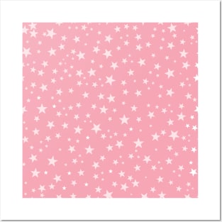 Pink and soft pink romantic stars vector background pattern.ai Posters and Art